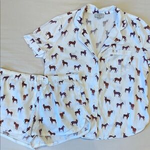 LOFT Zebra Print Pajama Set - White and Pink